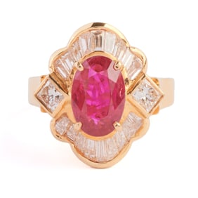 Ruby, Diamond, 18k Yellow Gold Ring.