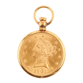 U.S. Gold Coin, 22k Yellow Gold Pendant.
