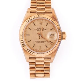 Rolex Oyster Perpetual Datejust 18k Gold Wristwatch.