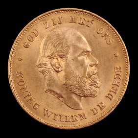 Netherland 1875 10 Gulden Gold Coin 6.7g 0.236oz.