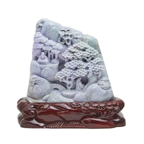 A Large Jade Boulder on Stand