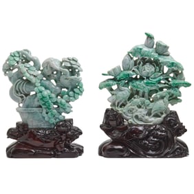 Two Chinese Jadeite Carvings