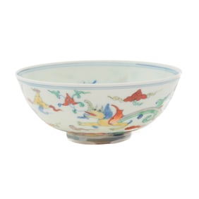 A Chinese Famille Verte Dragon Bowl