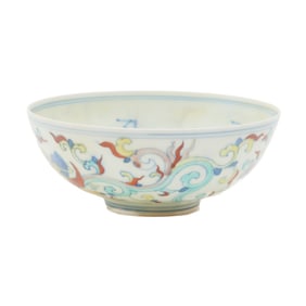 A Chinese Famille Verte Dragon Bowl