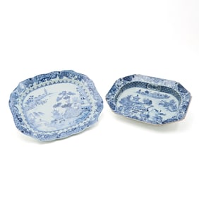 Two Chinese Export Porcelain Articles: Platter and Dish