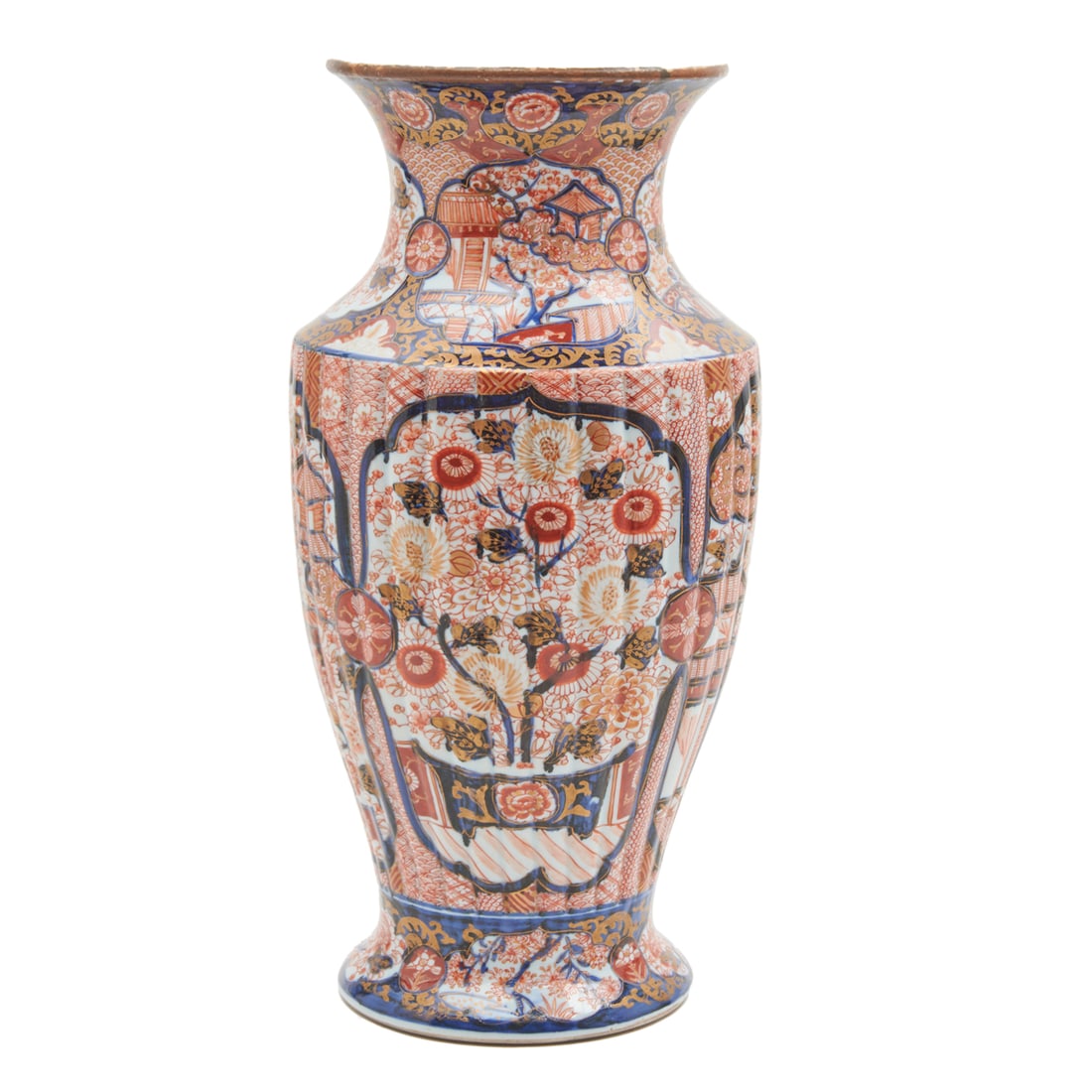 A Molded Imari Trumpet Mouth Vase (1 of 3)
