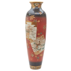 A Tall Japanese Kinkozan Satsuma Vase
