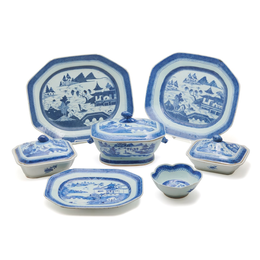 Chinese Export Porcelain Canton Blue and White Items (1 of 4)