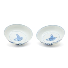 A Pair of Chinese Blue and White Chargers