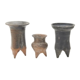 A Group of Chinese Archaic Tripod Ceramic Vessels