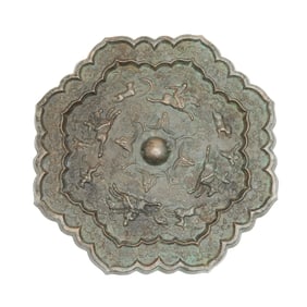 A Chinese Octagon Barbed-Rim Bronze Mirror