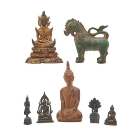 Group of Seven Thai Buddhist Statues