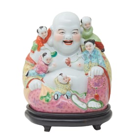 Chinese Famille Rose Porcelain Figure of Budai