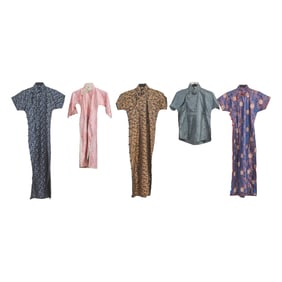 Five Chinese Vintage Silk Cheongsam Qipao Dresses