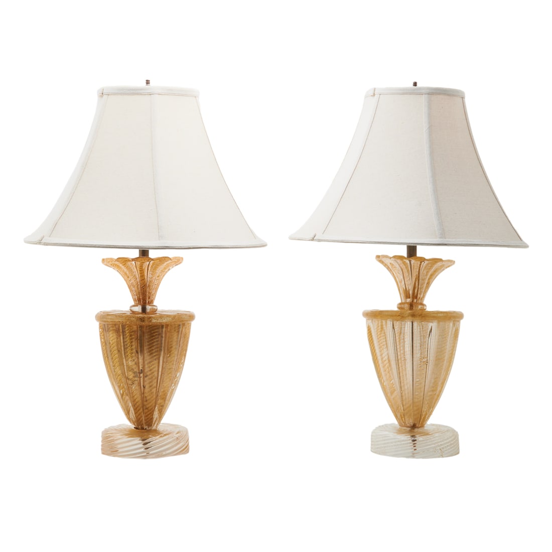Murano Type Gold Fleck Glass Table Lamps, Near Pair (1 of 5)