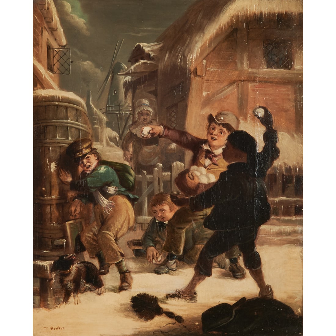 Thomas Webster, Snowballing, oil on canvas (1 of 5)