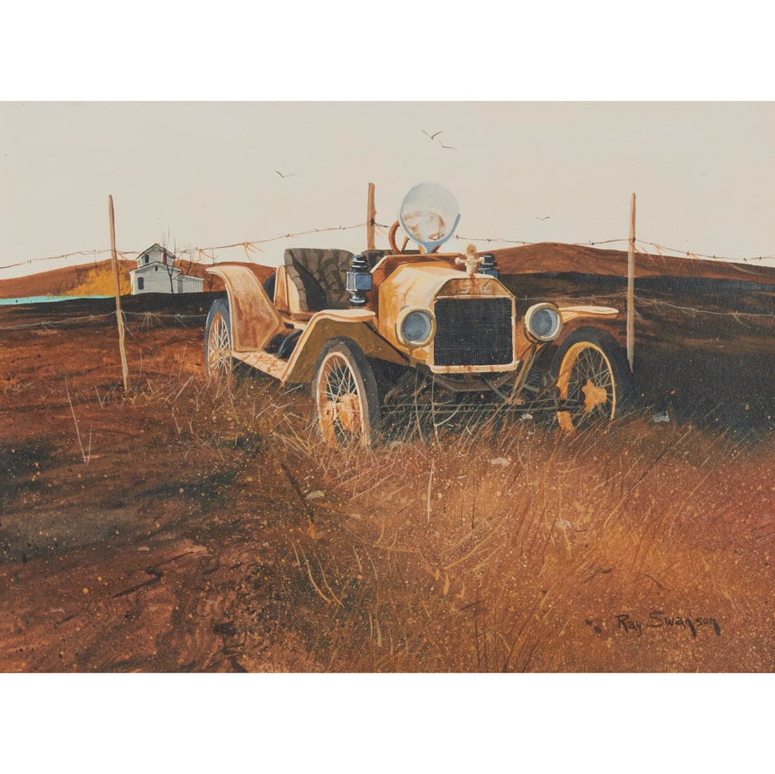 Ray Swanson, The Yellow Bomb, gouache on board (1 of 5)