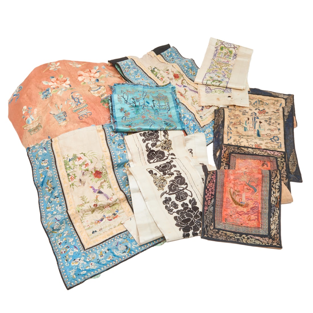 Group of Chinese Embroidery Silk Bands and Pieces (1 of 4)