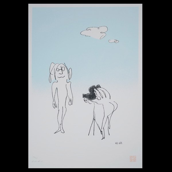 JOHN LENNON "Smile" Serigraph on paper: JOHN LENNON (British 1940-1980) "Smile" Serigraph on paper. Image: 24 x 17 inches/ 61 x 43.1 centimeters. Signed & numbered lower left "Yoko Ono, 148/300"Embossed, printers marks & Red Chop mark lower
