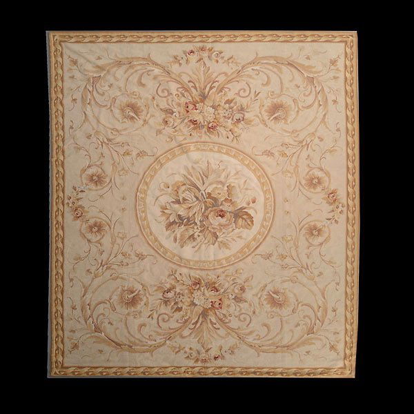 Aubusson Style Needlepoint Rug: Contemporary Needlepoint Rug, based upon an Aubusson design {Size approximately 7 feet 8 inches x 9 feet 4 inches}
