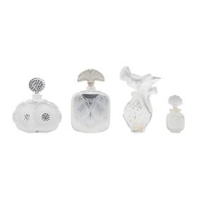 Four Glass Scent Bottles Including Lalique