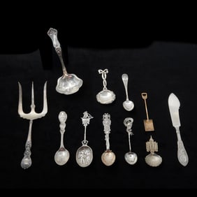 Sterling Silver Flatware Including Souvenir Spoons
