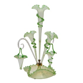 Victorian Green to Clear Glass Epergne