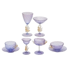 Murano Amethyst Glass Stemware Set