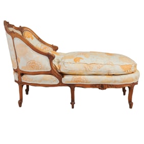 Louis XV Provincial Style Carved Walnut Chaise Lounge