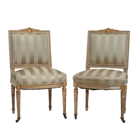 Pair of Painted Louis XVI Style Side Chairs