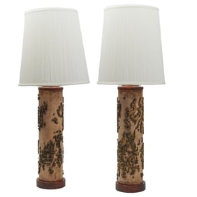 Pair of U.W.P.C. of N.A. Wallpaper Roller Table Lamps
