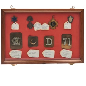 Framed Civil War Era Belt Buckles and Pins