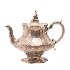 Victorian English Chinoiserie Sterling Silver Teapot