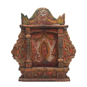 Spanish Colonial Painted Wood Shrine
