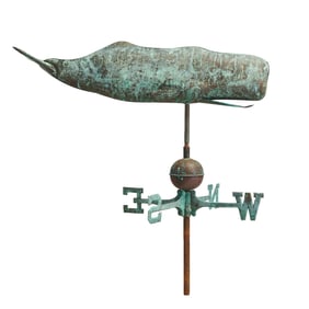 Copper Whale Weathervane with Directional Standard
