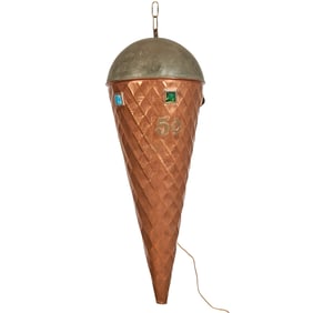 Vintage Ice Cream Cone Hanging Soda Fountain Sign