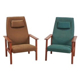 Two Mid Century Modern Norwegian Teak Arm Chairs