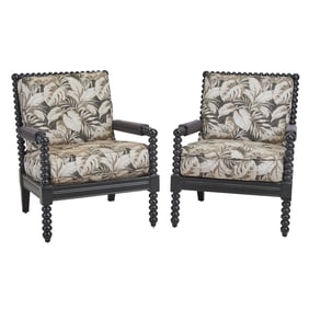 Set Four Tommy Bahama Ebonized Spindle Turned Armchairs