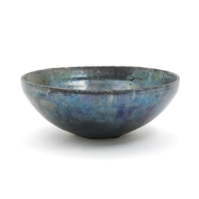 Beatrice Wood Pottery Bowl with Blue Glaze and Book
