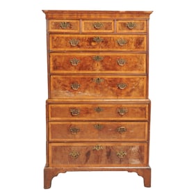 18th Century English Georgian Burl Chest on Chest