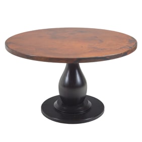 Arhaus Round Copper Top Pedestal Ebonized Table