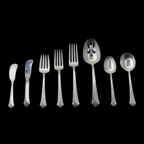 Heirloom Damask Rose Pattern Sterling Silver Flatware