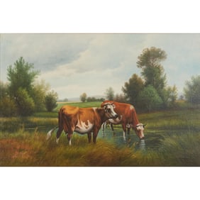 Henry Share, Watering Place, oil on canvas