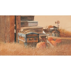 Ray Swanson, The Old Trunk, gouache on board