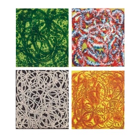 Eric Amouyal, Fossil Paintings, four acrylic on canvas