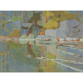 Donald Smith, Lake Scene, oil on board
