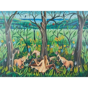 Pierre Augustin, Adam and Eve, oil on canvas board