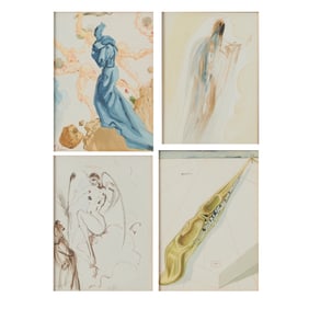 Salvador Dali, four wood engravings from Divine Comedy