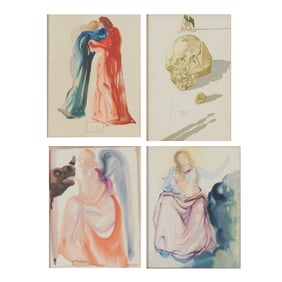 Salvador Dali, four wood engravings from Divine Comedy
