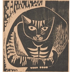 Emmy Lou Packard, Our Cat, linocut